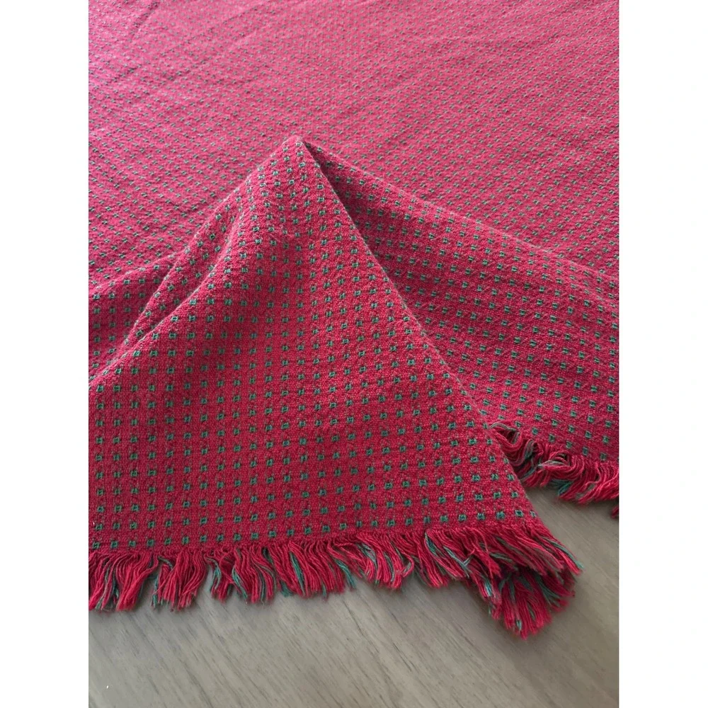 Food Network Christmas Table Linens Red Woven Tablecloth Napkins Rings 64
